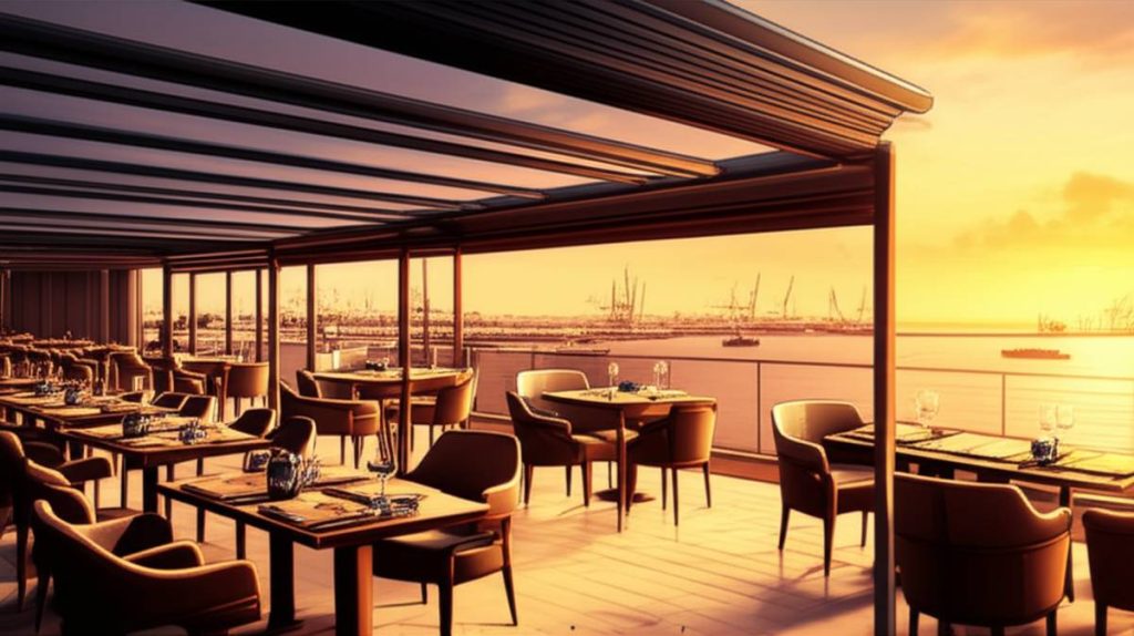 سقف متحرک برقی در فضاهای ساحلی و کافههای بندری